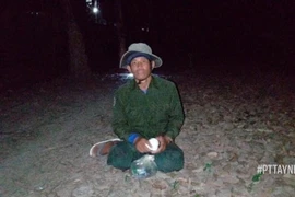 Đối tượng Nguyễn Văn Hoàng tại thời điểm bị bắt giữ. (Ảnh: TTXVN phát)