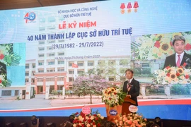 Ông Đinh Hữu Phí - Cục trưởng Cục Sở hữu trí tuệ phát biểu khai mạc lễ kỷ niệm. (Ảnh: Minh Sơn/Vietnam+)