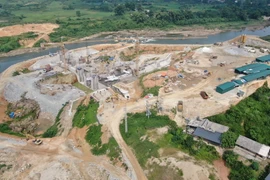 Công trình Thủy điện Thác Bà 2 đang được thi công. (Ảnh: TTXVN phát)