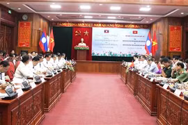 Quang cảnh cuộc hội đàm về tăng cường hợp tác giữa tỉnh Quảng Bình của Việt Nam và tỉnh Savannakhet của Lào, ngày 19/6/2022. (Ảnh: Võ Dung/TTXVN)