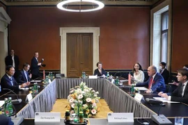 Bộ trưởng Ngoại giao Bùi Thanh Sơn chào xã giao Chủ tịch Hạ viện Áo Wolfgang Sobotka. (Ảnh: Mạnh Hùng/TTXVN)