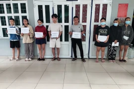 Các đối tượng trong nhóm lừa đảo. (Nguồn: Công an cung cấp/laodong.vn)