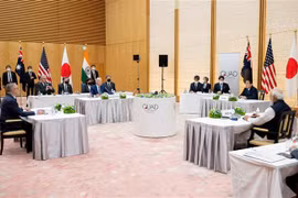 Thủ tướng Australia Anthony Albanese, Tổng thống Mỹ Joe Biden, Thủ tướng Nhật Bản Kishida Fumio và Thủ tướng Ấn Độ Narendra Modi tại Hội nghị Thượng đỉnh nhóm Bộ Tứ ở thủ đô Tokyo, ngày 24/5/2022. (Ảnh: AFP/TTXVN)