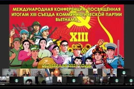 Hội thảo trực tuyến về kết quả Đại hội Đảng lần thứ XIII của Đảng, do chính quyền thành phố Saint Petersburg (Nga) phối hợp với các cơ quan Việt Nam tổ chức hồi tháng Hai năm ngoái. (Ảnh: Hồng Quân/TTXVN)