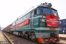 Chuyến tàu hàng đầu tiên rời thành phố Vô Tích ở tỉnh Giang Tô, miền Đông Trung Quốc đến Trung Á, ngày 13/8/2022. (Nguồn: global.chinadaily.com.cn)