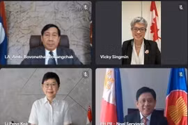 Các đại biểu dự cuộc họp Ủy ban hợp tác chung ASEAN-Canada lần thứ 10 theo hình thức trực tuyến, ngày 28/3/2022. (Ảnh: TTXVN)