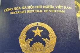 Hộ chiếu phổ thông mẫu mới của Việt Nam có màu xanh tím than để phân biệt với hộ chiếu phổ thông mẫu cũ. (Ảnh: Mạnh Hùng/TTXVN)