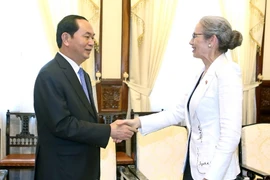 Chủ tịch nước Trần Đại Quang tiếp bà Catharina Maria Trooster, Đại sứ Vương quốc Hà Lan tại Việt Nam đến chào xã giao. (Ảnh: Nhan Sáng/TTXVN)