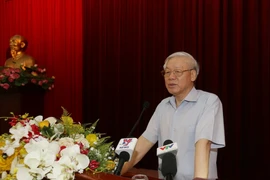 Tổng Bí thư Nguyễn Phú Trọng phát biểu kết luận Hội nghị. (Ảnh: Trí Dũng/TTXVN) 