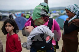 Người tị nạn và di cư bị mắc kẹt tại khu vực biên giới Hy Lạp-Macedonia. (Nguồn: AFP/TTXVN)