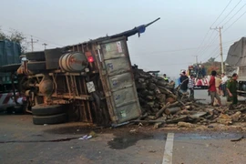 Hiện trường vụ tai nạn. (Ảnh: Hải Âu/TTXVN)