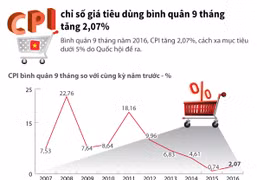 Chỉ số giá tiêu dùng bình quân 9 tháng tăng 2,07%