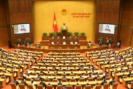 Toàn cảnh Chủ tịch Quốc hội Nguyễn Thị Kim Ngân phát biểu bế mạc Kỳ họp. (Ảnh: Nhan Sáng/TTXVN)