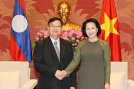 Chủ tịch Quốc hội Nguyễn Thị Kim Ngân tiếp ông Somphanh Phengkhammy, Phó Chủ tịch Quốc hội Lào. (Ảnh: Trọng Đức/TTXVN)