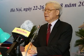 Tổng Bí thư Nguyễn Phú Trọng phát biểu chỉ đạo Hội nghị. (Ảnh: Trí Dũng/TTXVN)