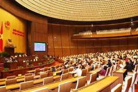 Các đại biểu tham dự phiên họp sáng 5/4. (Ảnh: Phương Hoa/TTXVN)