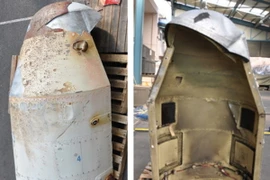 Một bộ phận được tìm thấy trên biển ngoài khơi đảo Jeju của Hàn Quốc sau vụ phóng tên lửa của Triều Tiên. (Nguồn: AFP/TTXVN)