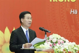 Trưởng Ban Tuyên giáo Trung ương Võ Văn Thưởng phát biểu tại Hội thảo. (Ảnh: Phương Hoa/TTXVN)