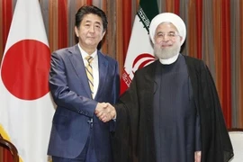 Thủ tướng Nhật Bản Shinzo Abe (trái) và Tổng thống Iran Hassan Rouhani (phải) tại cuộc gặp ở Tokyo ngày 20/12. (Ảnh: IRNA/TTXVN)