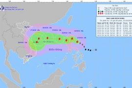 Đường đi của bão TRAMI, chiều 23/10. (Ảnh: Tổng cục Khí tượng thủy văn)