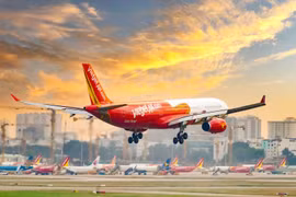 Máy bay của hãng hàng không Vietjet Air. (Ảnh: PV/Vietnam+)