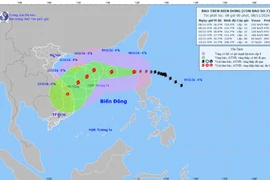 Hình ảnh đường đi của cơn bão Yinxing cập nhật lúc 5h ngày 8/11. (Nguồn: nchmf)