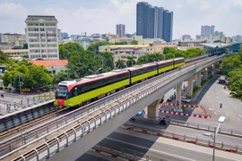 Dự án đường sắt đô thị Nhổn-Ga Hà Nội đoạn trên cao dài 8,5km dự kiến sắp được đưa vào vận hành thương mại. (Ảnh: Hoài Nam/Vietnam+)