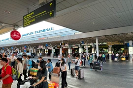 Sân bay Tân Sơn Nhất đón lượng khách qua cảng đạt mức rất cao trong ngày làm việc đầu tiên sau lỳ nghỉ Tết Nguyên đán Giáp Thìn. (Ảnh: PV/Vietnam+)