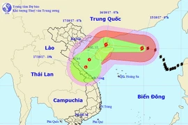 Đường đi và vị trí tâm bão. (Nguồn: nchmf.gov.vn)