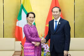 Chiều 9/11/2017, Chủ tịch nước Trần Đại Quang gặp song phương Cố vấn Nhà nước Myanmar Aung San Suu Kyi. (Nguồn: TTXVN)