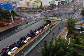 Công trình nút giao thông hầm chui Điện Biên Phủ-Nguyễn Tri Phương vừa được thông xe kỹ thuật. (Ảnh: Trần Lê Lâm/TTXVN)