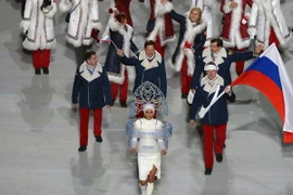 Đoàn vận động viên Nga tham gia diễu hành tại lễ khai mạc Olympic mùa Đông Sochi trên sân vận động ở Sochi (Nga) tháng 2/2014. (Nguồn: AFP/ TTXVN)