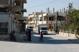 Quang cảnh thị trấn Al-Qaryatain, Syria ngày 22/10. (Nguồn: AFP/TTXVN)