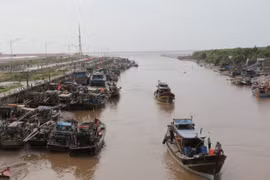 Tàu thuyền vào bờ tránh bão số 16. (Ảnh: Huỳnh Sử/TTXVN)