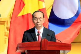 Chủ tịch nước Trần Đại Quang phát biểu tại buổi họp báo. (Ảnh: Nhan Sáng/TTXVN)