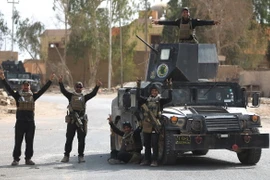 Các lực lượng Iraq tại thành phố al-Qaim, tỉnh Anbar sau khi giải phóng thành phố này từ IS ngày 4/11. (Nguồn: AFP/TTXVN)