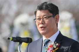 Bộ trưởng Thống nhất Hàn Quốc Kim Yeon-chul phát biểu tại một sự kiện ở Paju. (Ảnh: Yonhap/TTXVN)