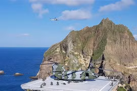 Lực lượng vũ trang Hàn Quốc tập trận bảo vệ quần đảo Dokdo tranh chấp với Nhật Bản, ngày 25/8/2019. (Ảnh: YONHAP/TTXVN)