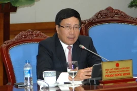  Phó Thủ tướng, Bộ trưởng Bộ Ngoại giao Phạm Bình Minh phát biểu tại Lễ ra mắt Ủy ban Quốc gia APEC 2017. (Ảnh: Doãn Tấn/TTXVN)