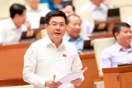 Bộ trưởng Bộ Công Thương Nguyễn Hồng Diên phát biểu, giải trình, làm rõ một số vấn đề đại biểu Quốc hội nêu. (Ảnh: Doãn Tấn/TTXVN)