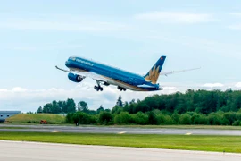 Máy bay của hãng hàng không Vietnam Airlines. (Ảnh: CTV/Vietnam+)