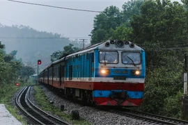 Đoàn tàu của Tổng công ty Đường sắt Việt Nam chạy trên tuyến đường sắt Bắc-Nam. (Ảnh: Minh Sơn/Vietnam+)
