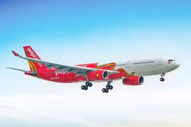 Máy bay thân rộng A330 hiện đại của hãng hàng không Vietjet dùng để bay Thành phố Hồ Chí Minh-Australia. (Ảnh: CTV/Vietnam+)