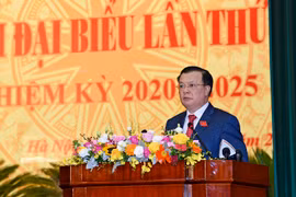 Bộ trưởng Bộ Tài chính Đinh Tiến Dũng phát biểu tại Đại hội Đảng bộ nhiệm kỳ 2020-2025, ngày 28/8. (Ảnh: BTC/Vietnam+)