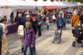 Gian trưng bày của Việt Nam và ASEAN tại Lễ hội Văn hóa và Ngôn ngữ ở Oslo. (Ảnh do Đại sứ quán Việt Nam tại Na Uy cung cấp) 