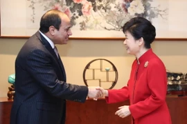 Tổng thống Hàn Quốc Park Geun-hye và Tổng thống Ai Cập Abdel Fattah al-Sisi. (Ảnh: Yonhap/TTXVN)