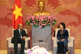 Chủ tịch Quốc hội Nguyễn Thị Kim Ngân tiếp ông Herminio Lopez Diaz, Đại sứ đặc mệnh Toàn quyền Cuba tại Việt Nam đến chào xã giao. (Ảnh: Trọng Đức/TTXVN)