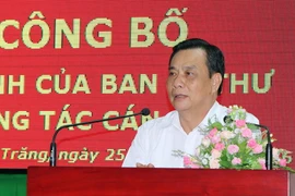 Tân Phó Trưởng Ban Chỉ đạo Tây Nam Bộ Nguyễn Trung Hiếu phát biểu tại buổi lễ. (Ảnh: Trung Hiếu/TTXVN)