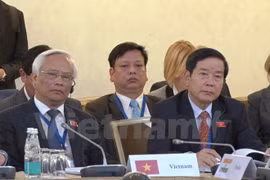 Phó Chủ tịch Quốc hội Uông Chu Lưu tại Hội nghị Chủ tịch Quốc hội Á-Âu lần thứ nhất, tổ chức ở Nga. (Ảnh: Duy Trinh/Vietnam+)