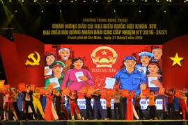 Một tiết mục văn nghệ trong Chương trình nghệ thuật chủ đề “Ngày hội non sông.” (Ảnh: Phương Vy/TTXVN)